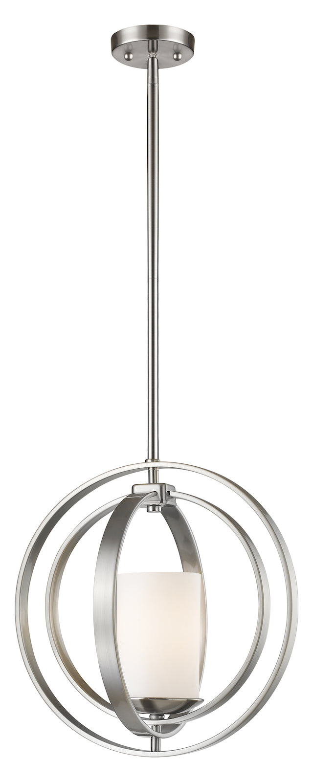 Nickel  Single Light 14in Wide Single Pendant with Frosted Glass Shade by Z-Lite