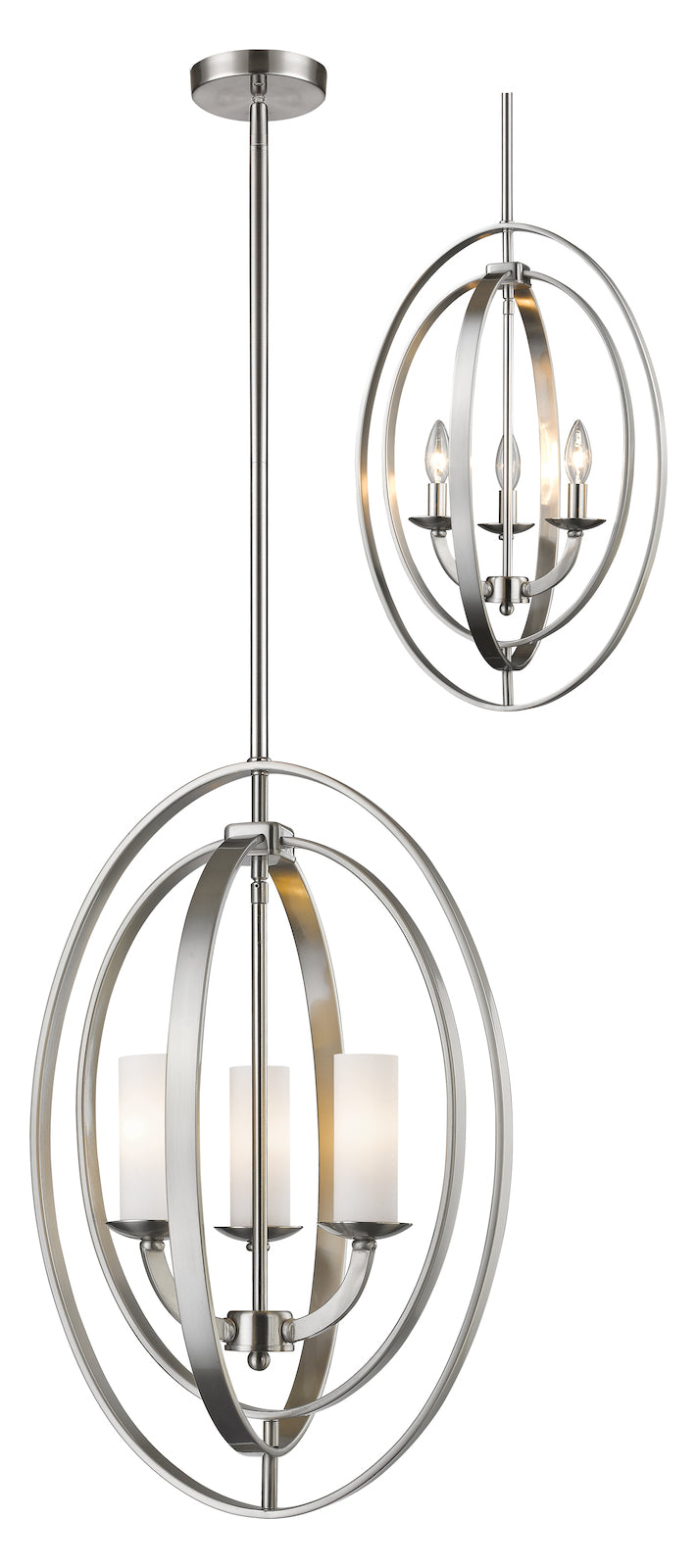 3 Light 15in Wide Single Tier Shaded Chandelier W/ Frosted Glass Shade by Z-Lite