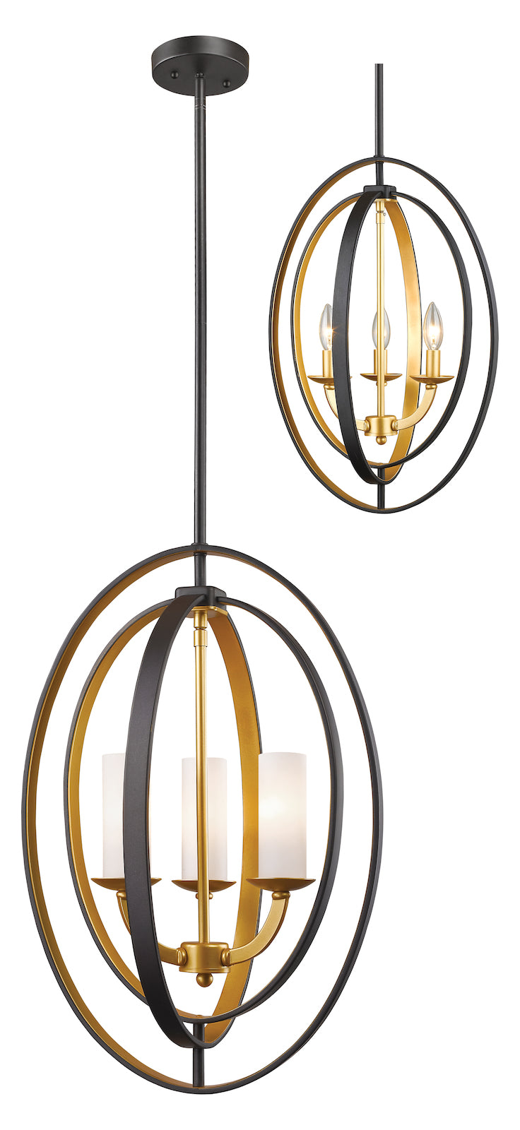 3 Light 15in Wide Single Tier Shaded Chandelier W/ Frosted Glass Shade by Z-Lite