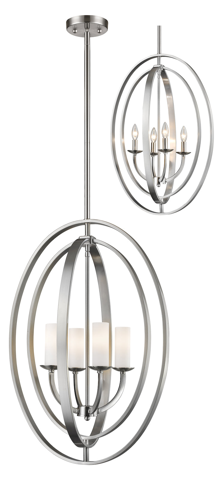 4 Light 19in Wide Single Tier Shaded Chandelier W/ Frosted Glass Shade by Z-Lite