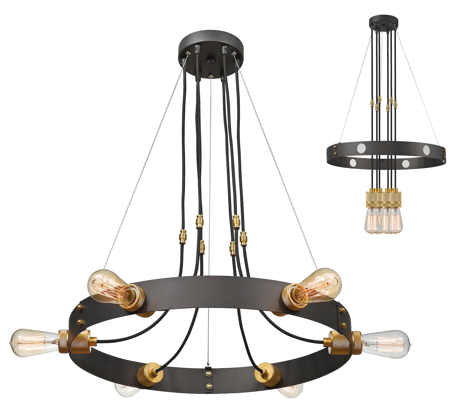 6 Light 24in Wide Single Tier Chandelier with Vintage Edison Bulbs by Z-Lite