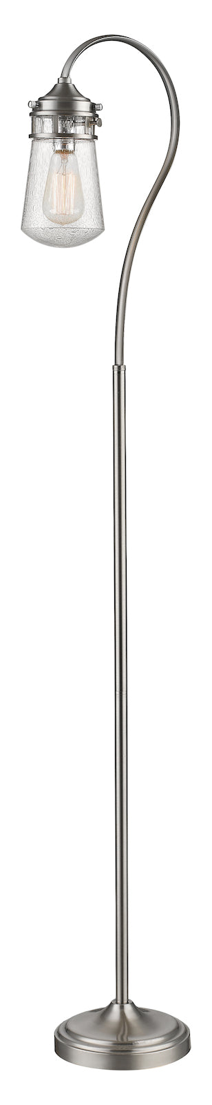 Nickel  Single Light 58" Tall Floor Lamp with Jar Style Seedy Glass Shade by Z-Lite