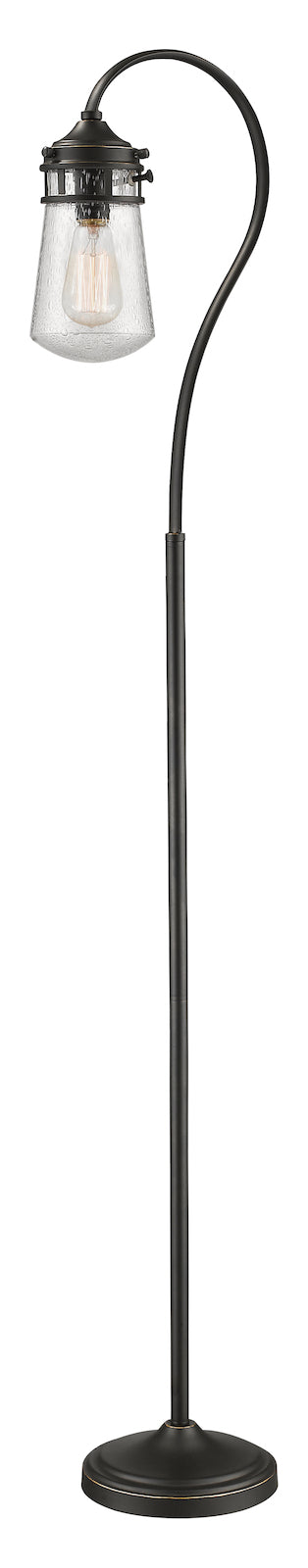 Bronze  Single Light 58" Tall Floor Lamp with Jar Style Seedy Glass Shade by Z-Lite