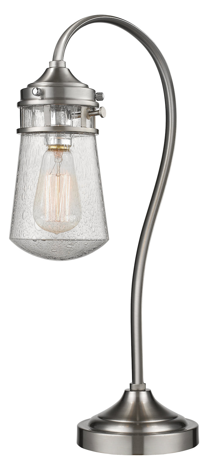 Nickel  Single Light 21" Tall Table Lamp with Jar Style Seedy Glass Shade by Z-Lite