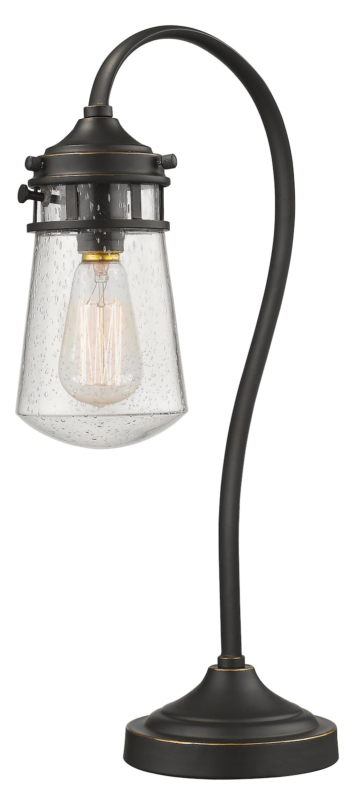 Bronze  Single Light 21" Tall Table Lamp with Jar Style Seedy Glass Shade by Z-Lite