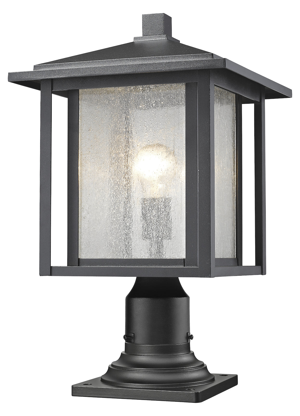 Single Light 18in Tall Outdoor Pier Mount Light with Seedy Glass Shade by Z-Lite
