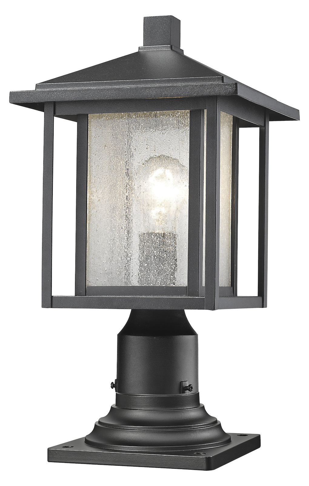 Single Light 17in Tall Outdoor Pier Mount Light with Seedy Glass Shade by Z-Lite