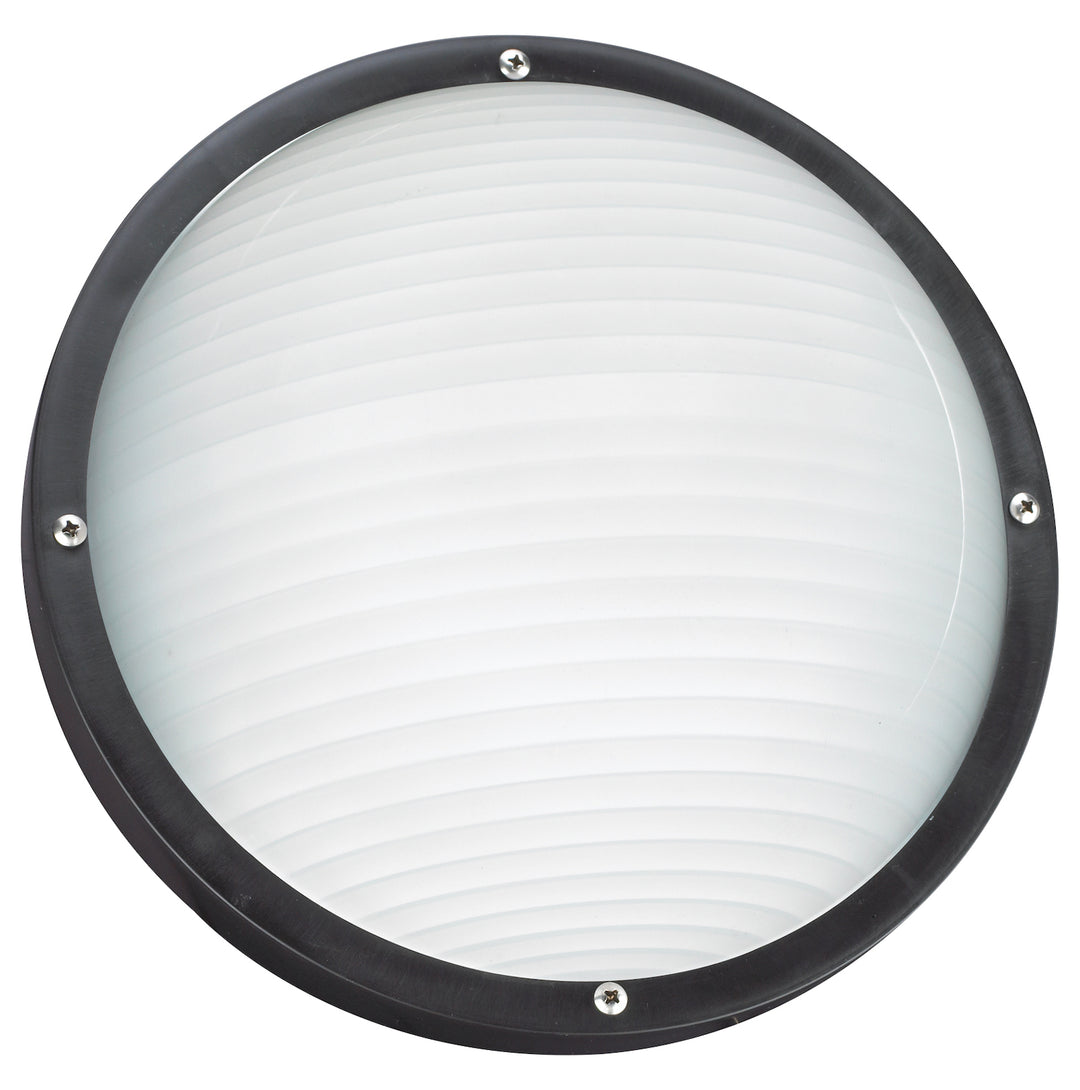One Light Outdoor Bulkhead Wall/Ceiling Fixture In Black Finish With Frosted Dif by Generation Lighting
