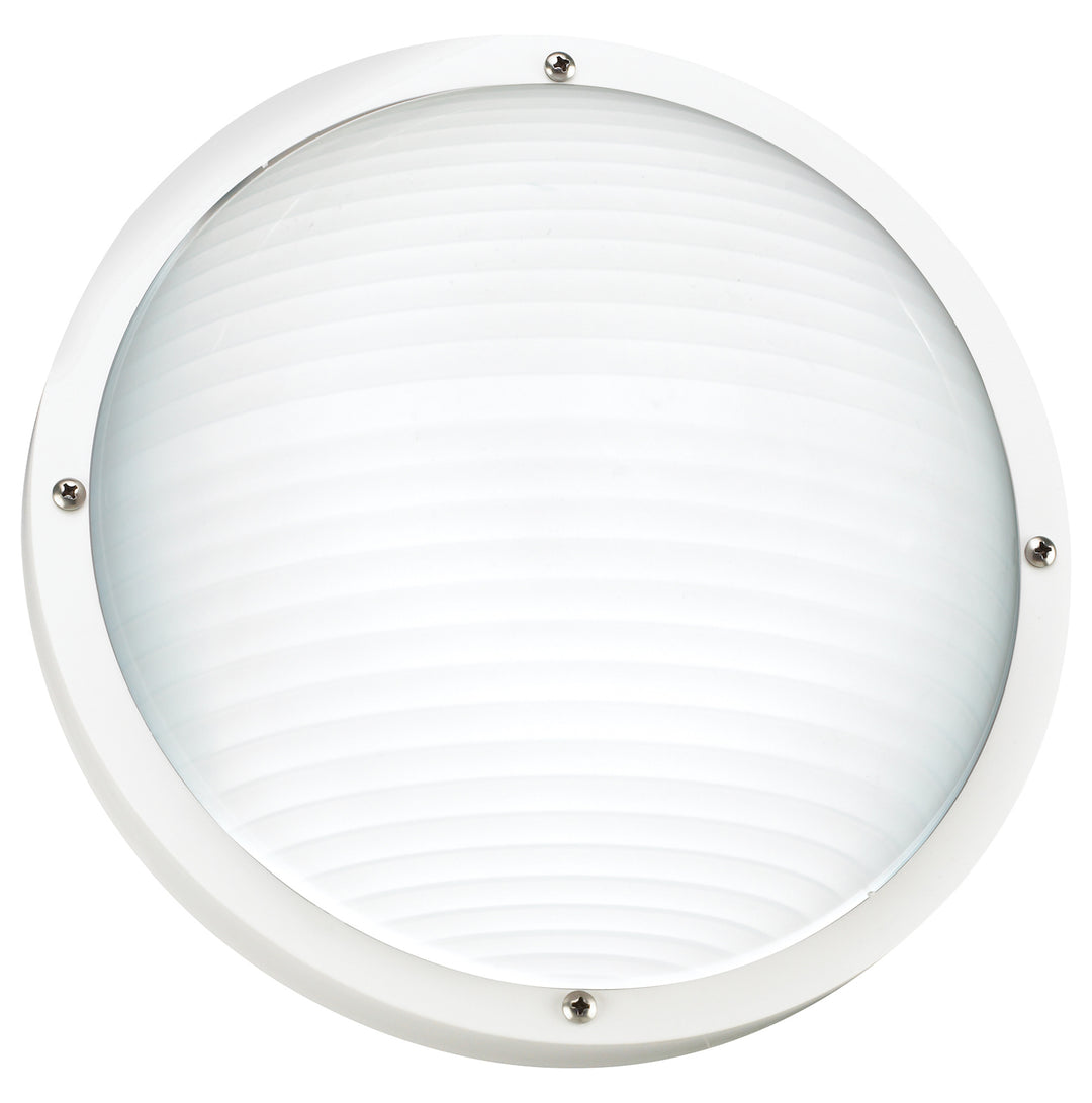 One Outdoor Light Bulkhead Wall/Ceiling Fixture In White Finish With Frosted Dif by Generation Lighting