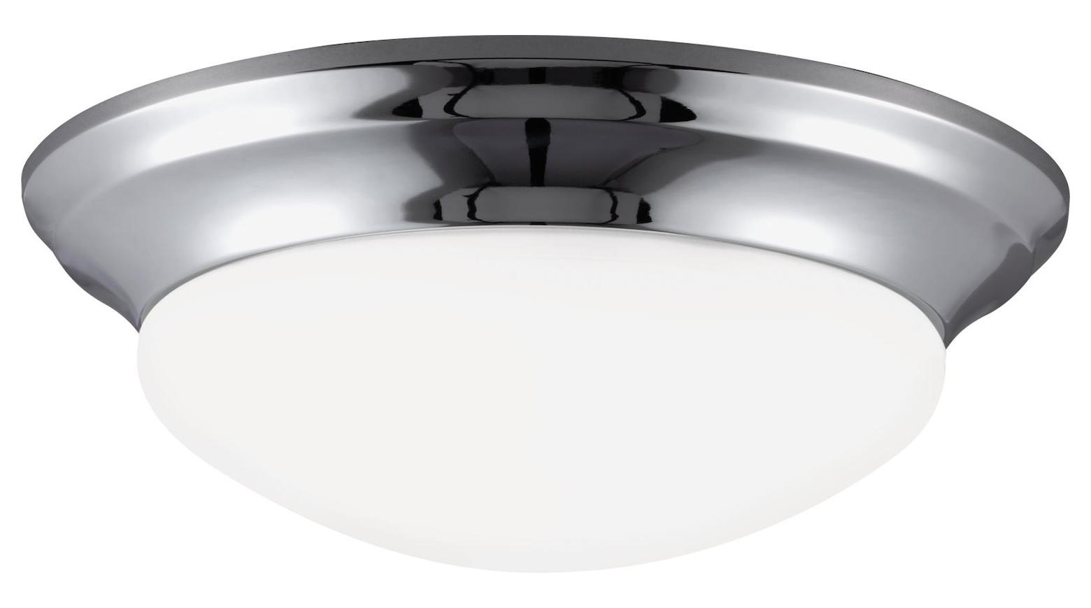 Two Light Flush Mount Fixture In Chrome Finish With Satin Etched Glass by Generation Lighting