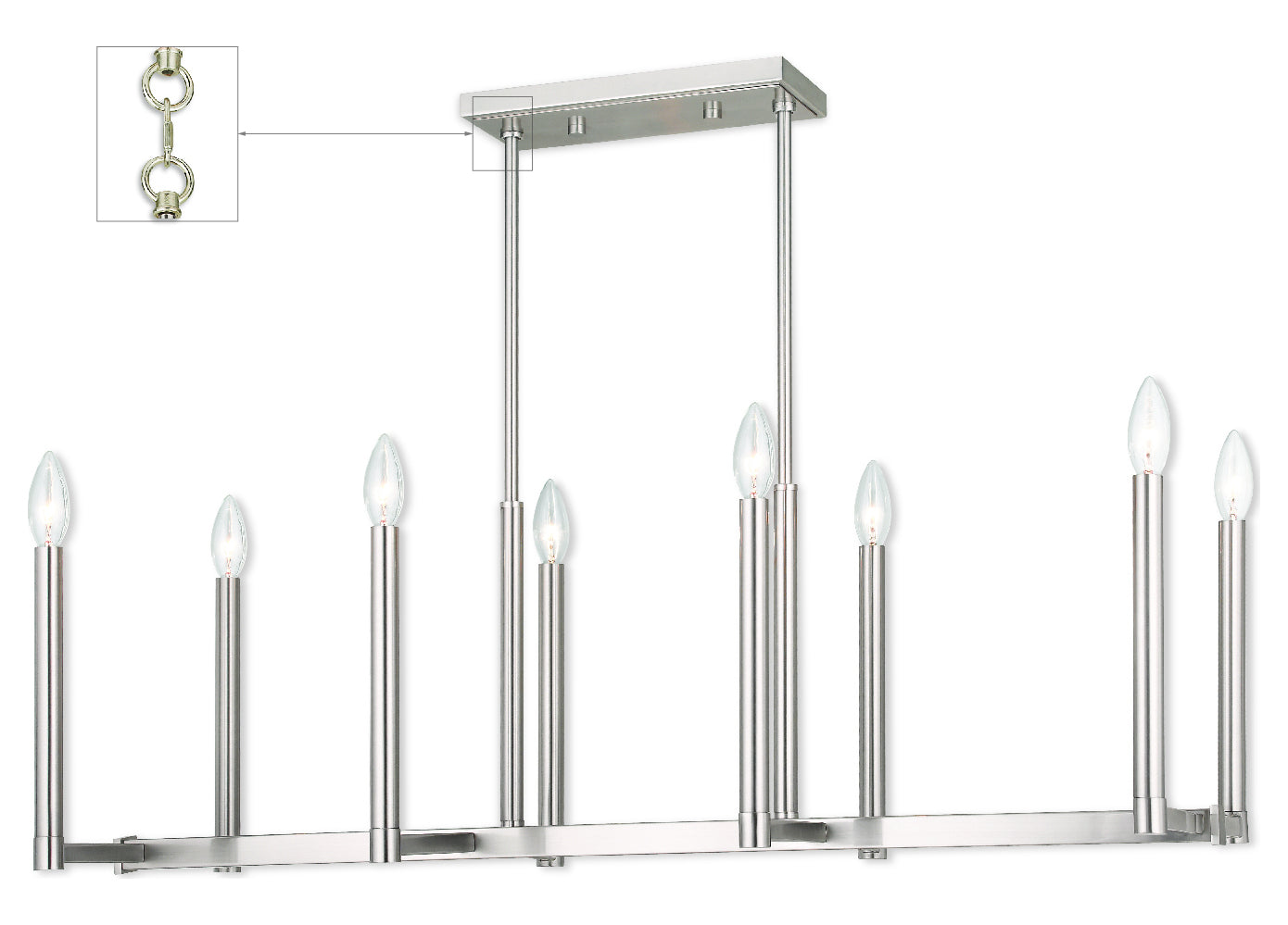 Brushed Nickel Linear Chandelier by Livex Lighting