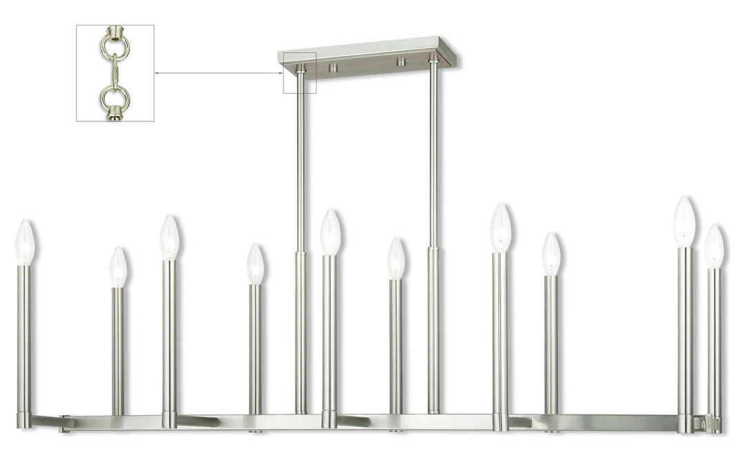 Brushed Nickel Linear Chandelier by Livex Lighting