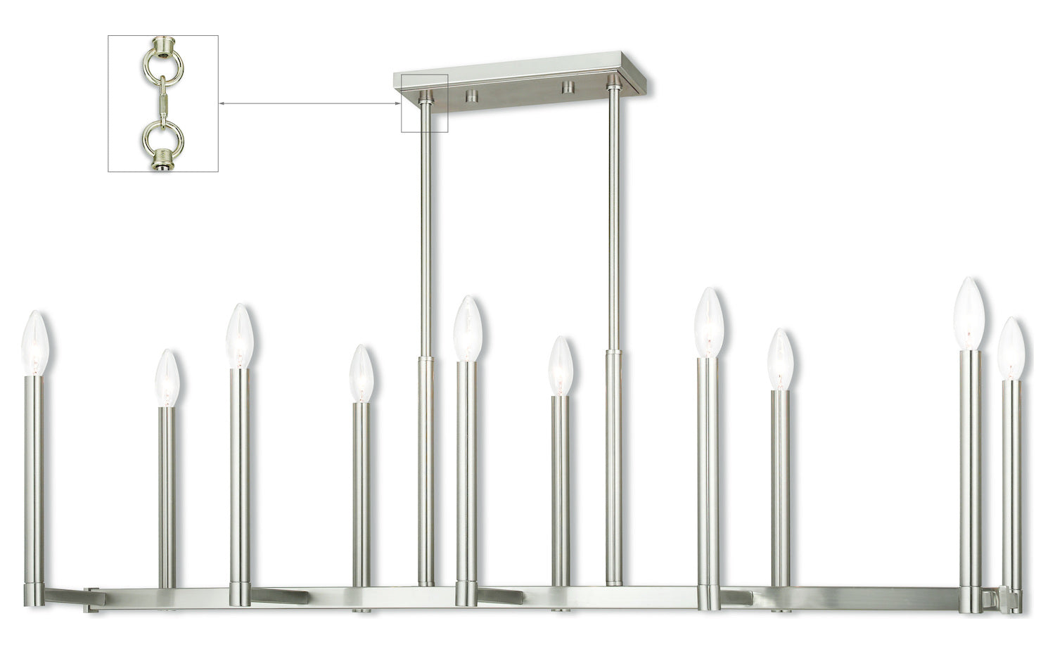 Brushed Nickel Linear Chandelier by Livex Lighting