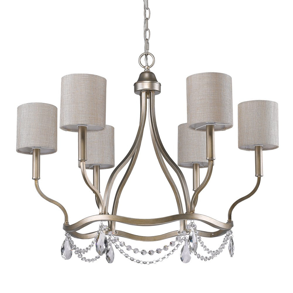 Indoor 6-Light Chandelier W/Fabric Shades In Washed Gold by Acclaim Lighting