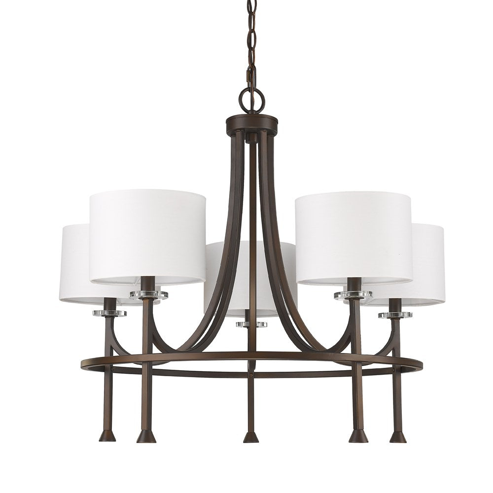 Indoor 5-Light Chandelier W/Shades & Crystal Bobeches In Oil Rubbed Bronze by Acclaim Lighting