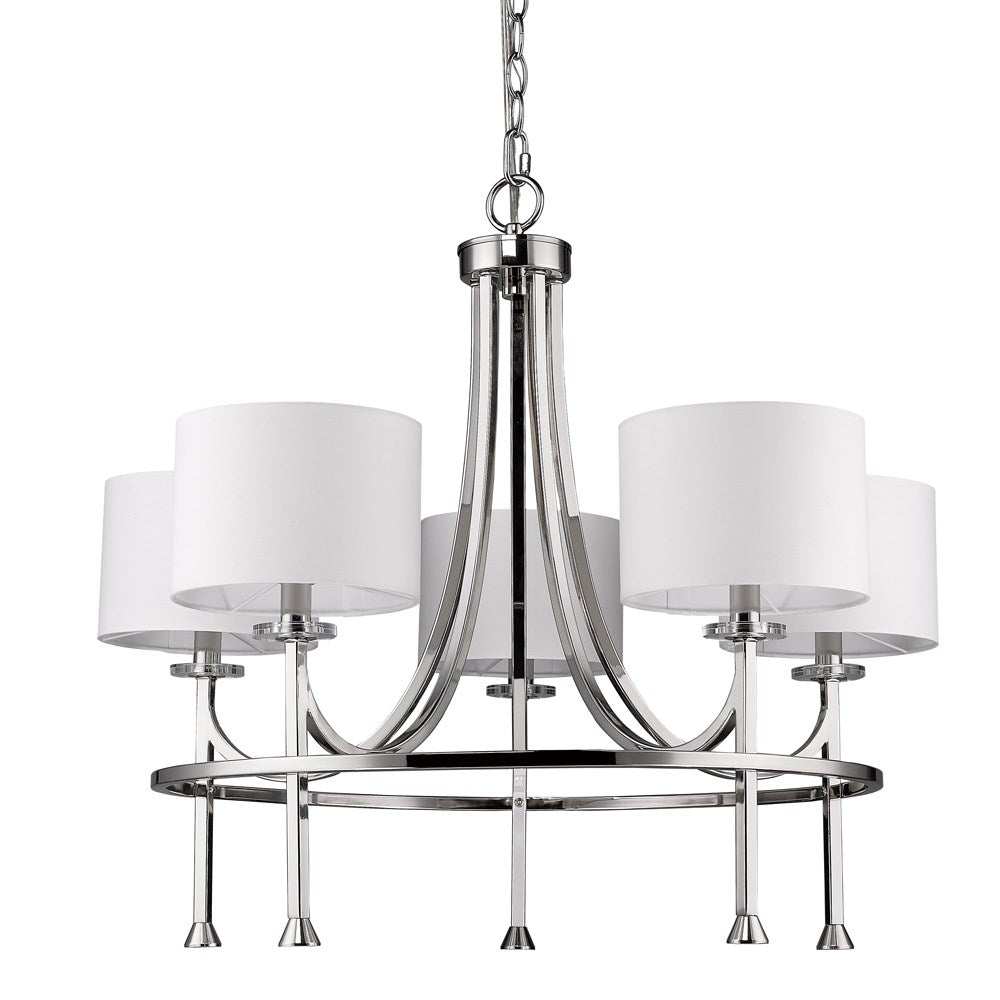 Indoor 5-Light Chandelier W/Shades & Crystal Bobeches In Polished Nickel by Acclaim Lighting