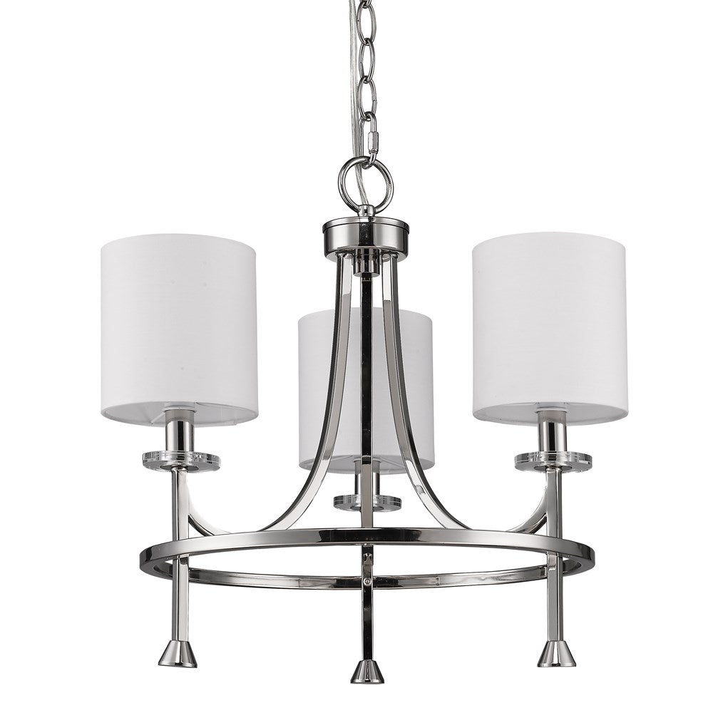 Indoor 3-Light Chandelier W/Shades & Crystal Bobeches In Polished Nickel by Acclaim Lighting