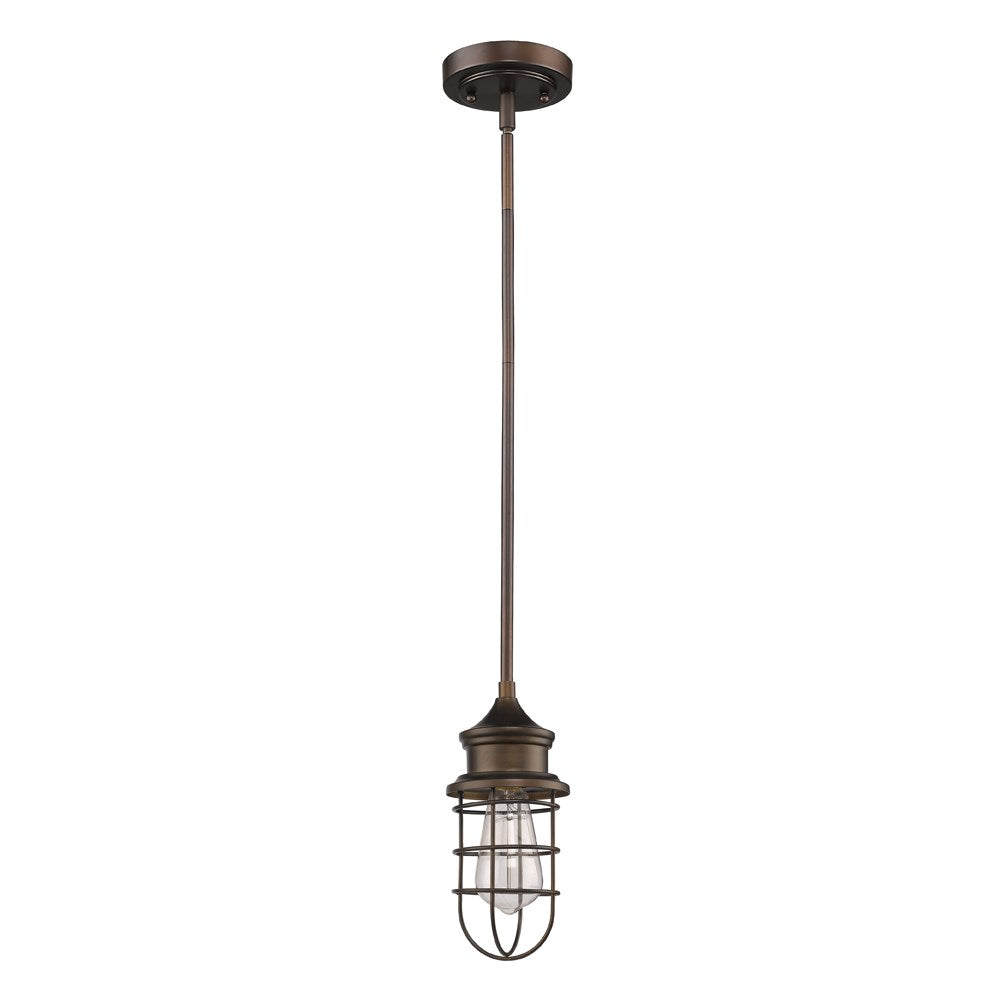 Indoor 1-Light Mini Pendant W/Metal Cage In Oil Rubbed Bronze by Acclaim Lighting
