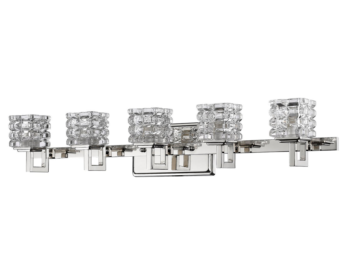 Indoor 5-Light Bath W/Crystal Glass Shades In Polished Nickel by Acclaim Lighting