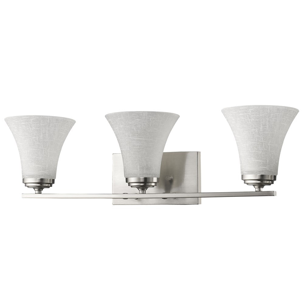 Indoor 3-Light Bath W/Glass Shades In Satin Nickel by Acclaim Lighting