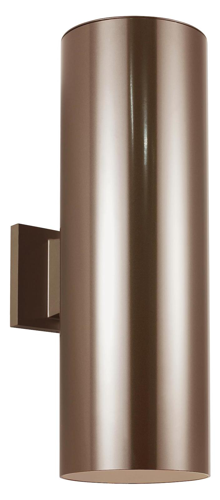 6In. Outdoor Bullet Two Light Wall Lantern In Bronze With Clear Tempered Glass by VC Studio Collection