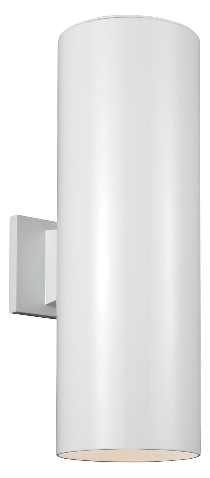 6In. Outdoor Bullet Two Light Wall Lantern In White With Clear Tempered Glass by VC Studio Collection