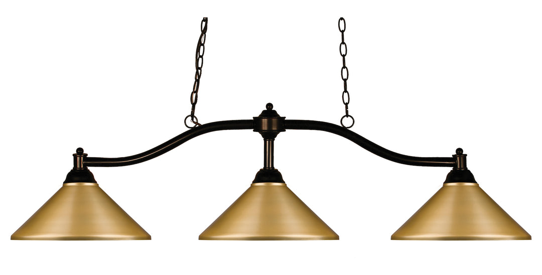 3 Light 50" Wide Billiard Multi Light Pendant with Satin Gold Metal Shade by Z-Lite