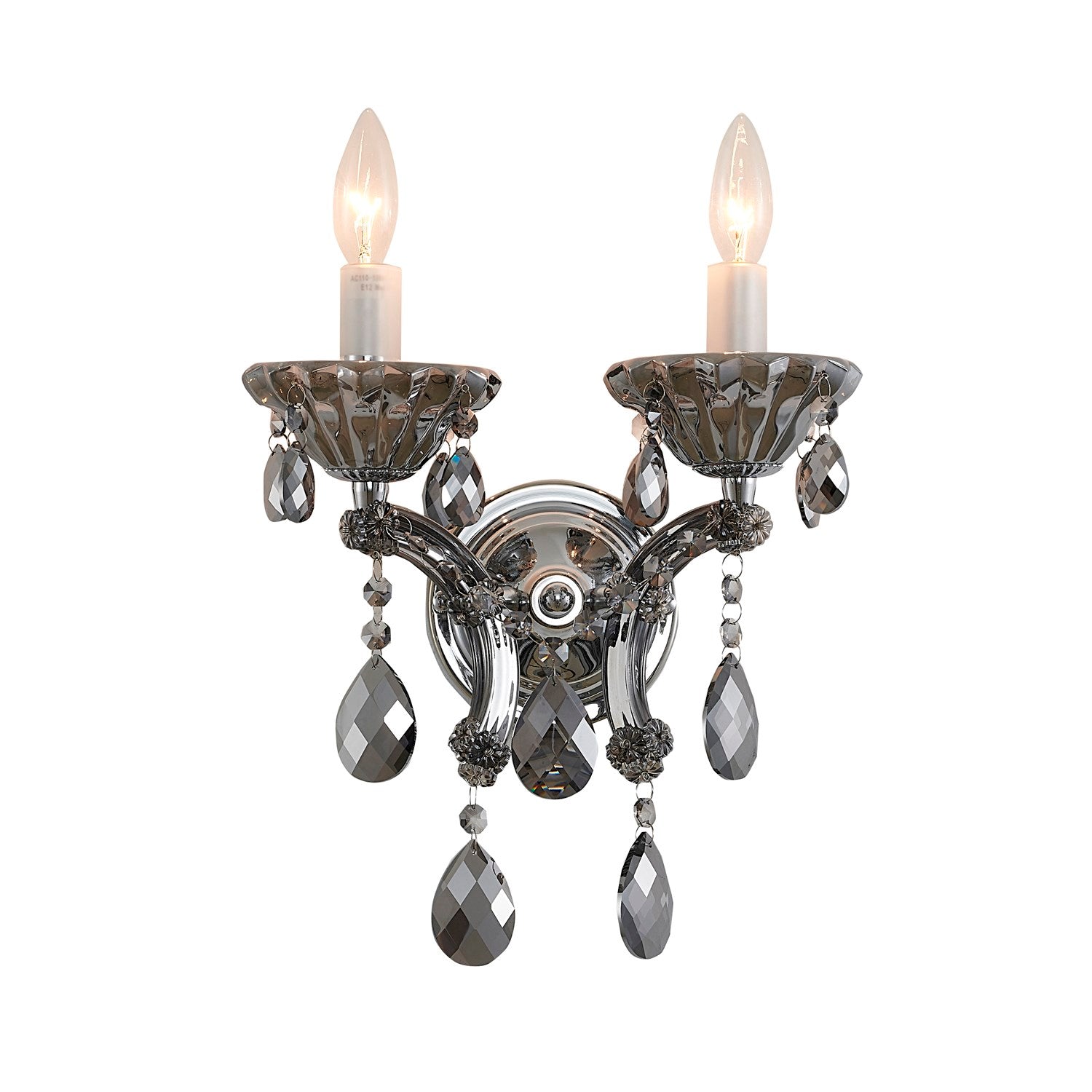 Smoke Crystal Chrome Metal Light Fixture by Bethel
