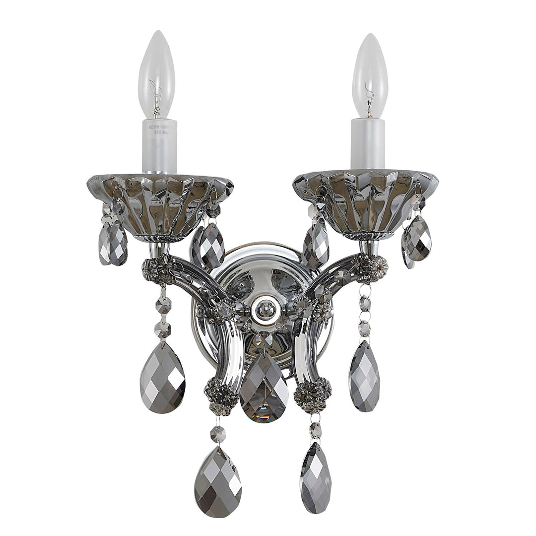Smoke Crystal Chrome Metal Light Fixture