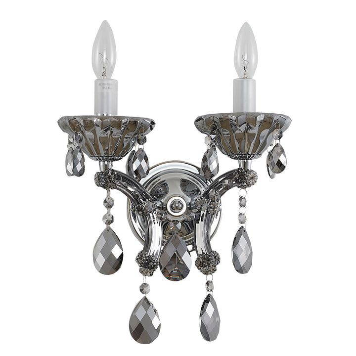 Smoke Crystal Chrome Metal Light Fixture