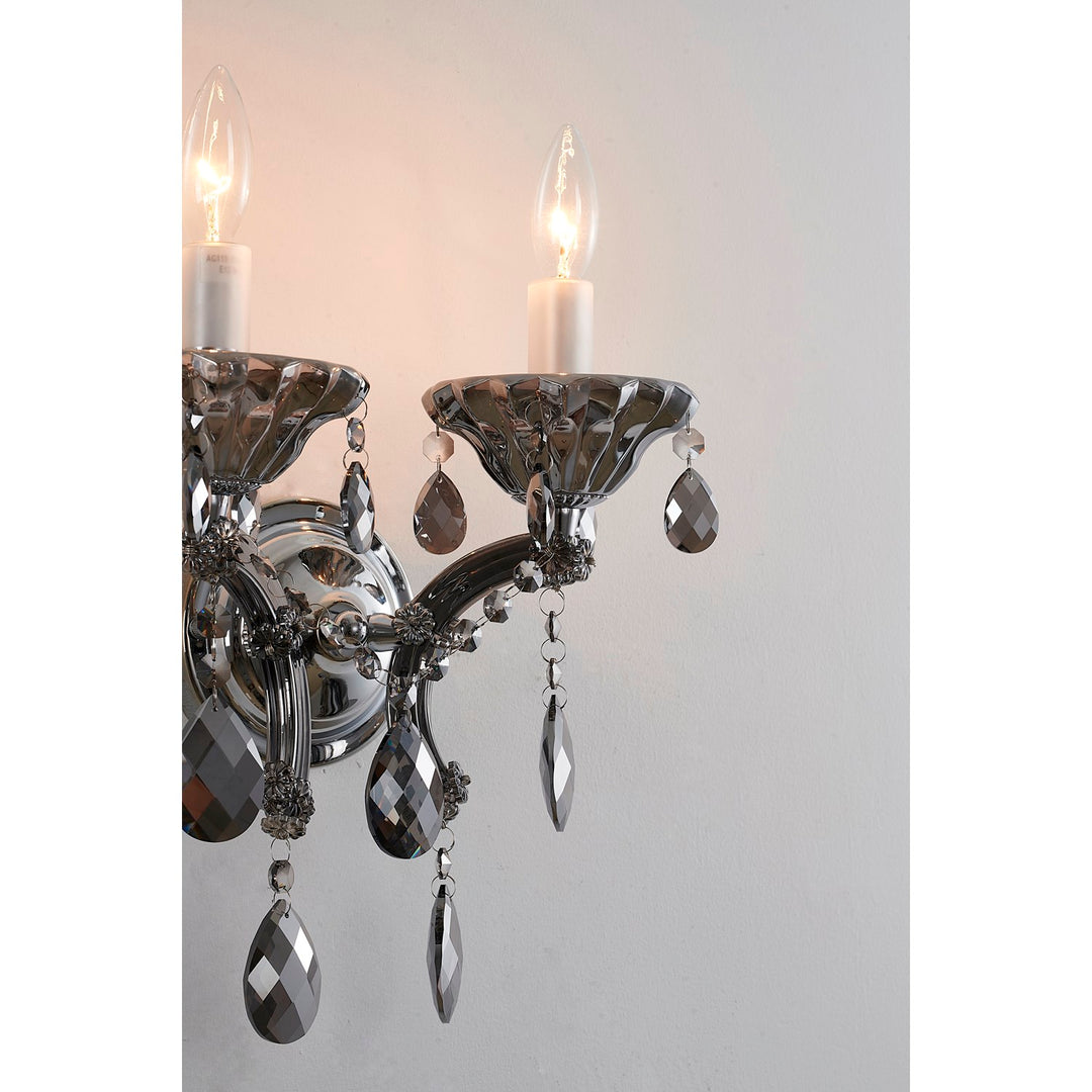 Smoke Crystal Chrome Metal Light Fixture