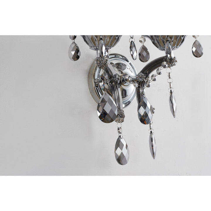 Smoke Crystal Chrome Metal Light Fixture