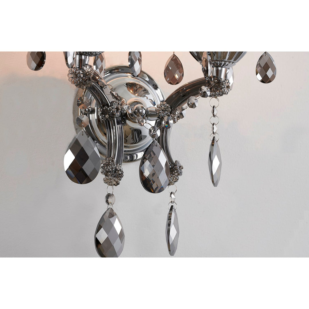 Smoke Crystal Chrome Metal Light Fixture