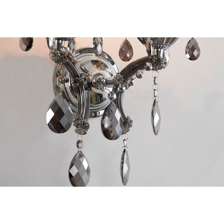 Smoke Crystal Chrome Metal Light Fixture
