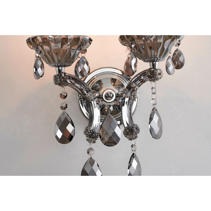 Smoke Crystal Chrome Metal Light Fixture
