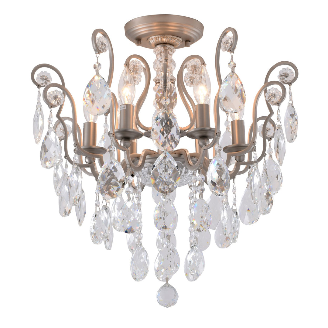 Clear Crystal Pewter Frame Light Fixture