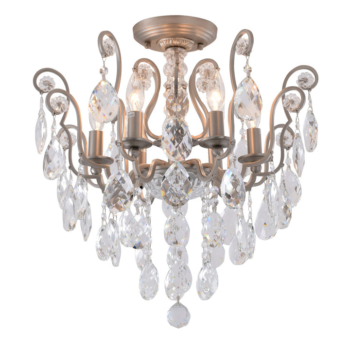 Clear Crystal Pewter Frame Light Fixture