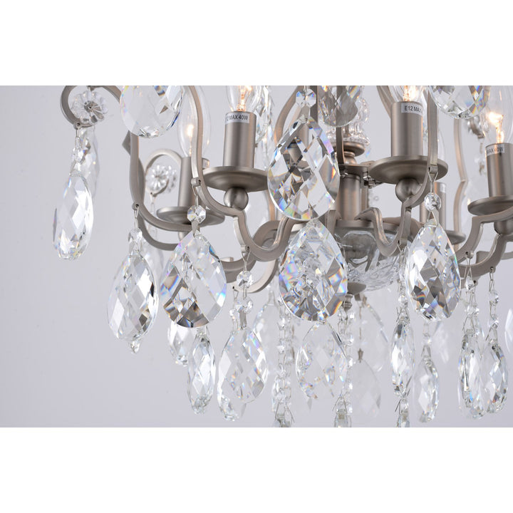 Clear Crystal Pewter Frame Light Fixture