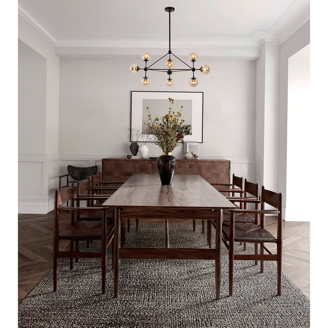 Amber Glass Black Frame Light Fixture by Bethel