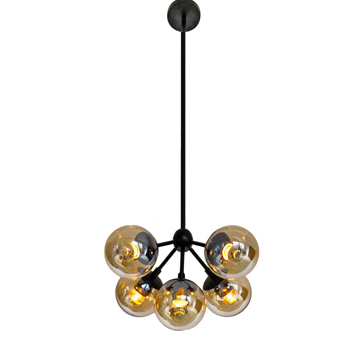 Amber Glass Black Frame Light Fixture