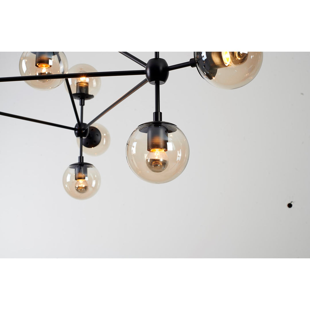 Amber Glass Black Frame Light Fixture