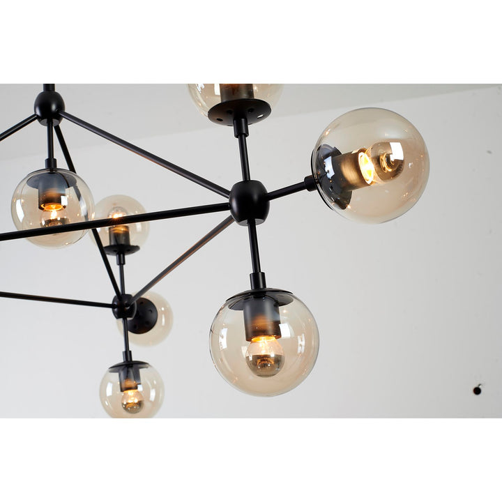 Amber Glass Black Frame Light Fixture