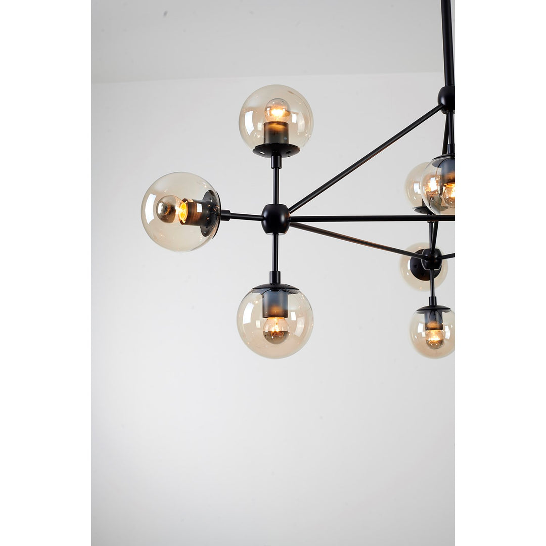 Amber Glass Black Frame Light Fixture