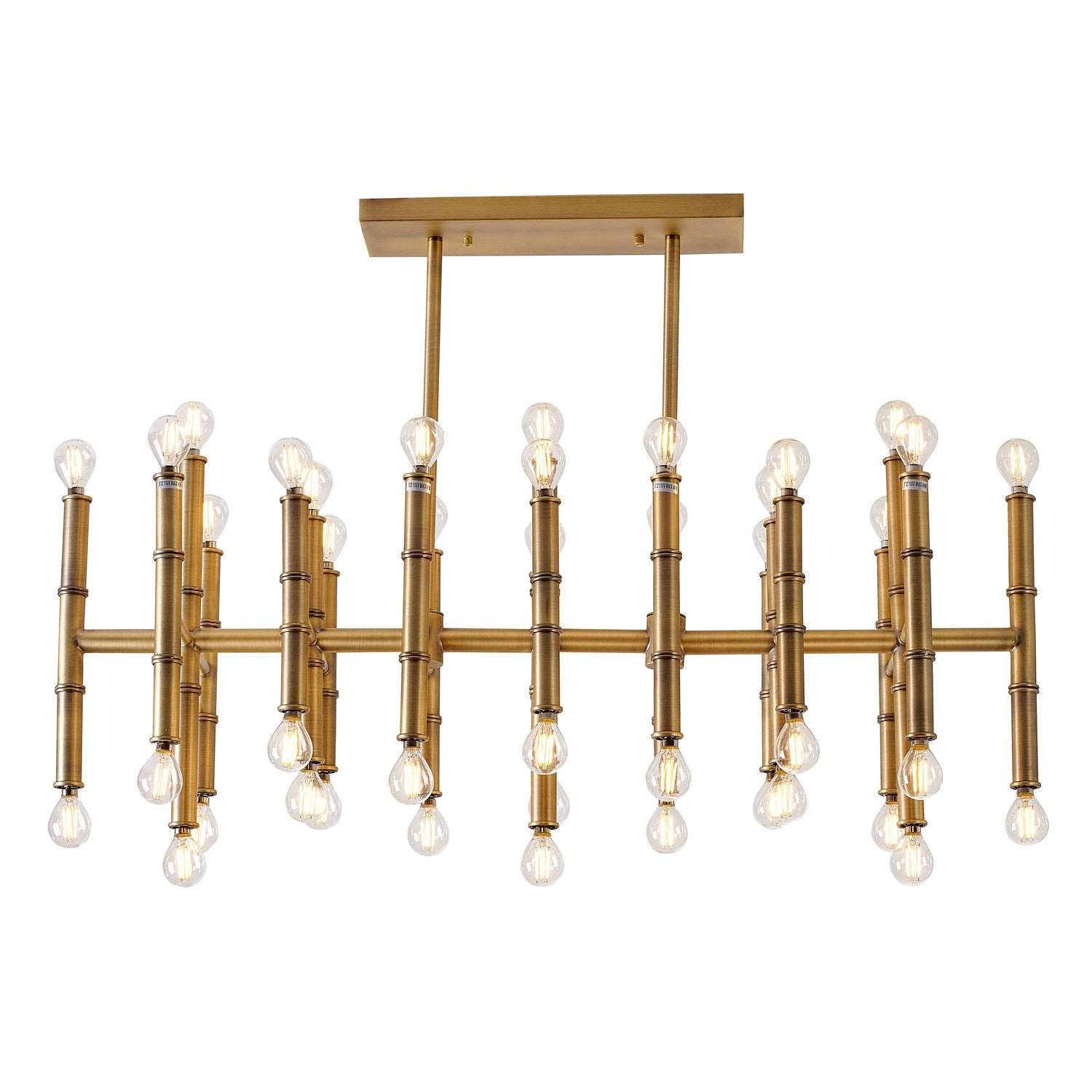 Bamboo Pipe  Antique Brass Metal Light Fixture by Bethel