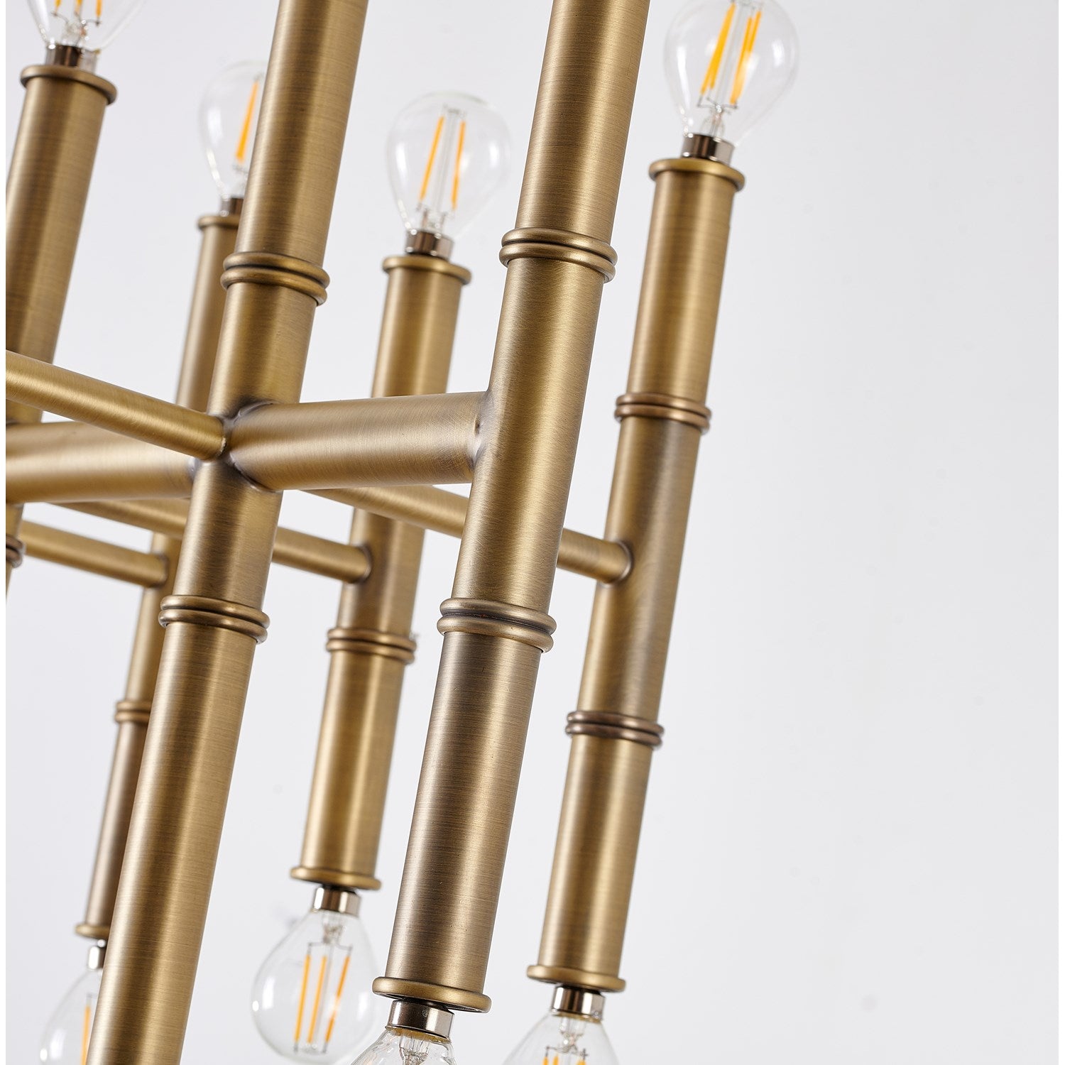 Bamboo Pipe  Antique Brass Metal Light Fixture