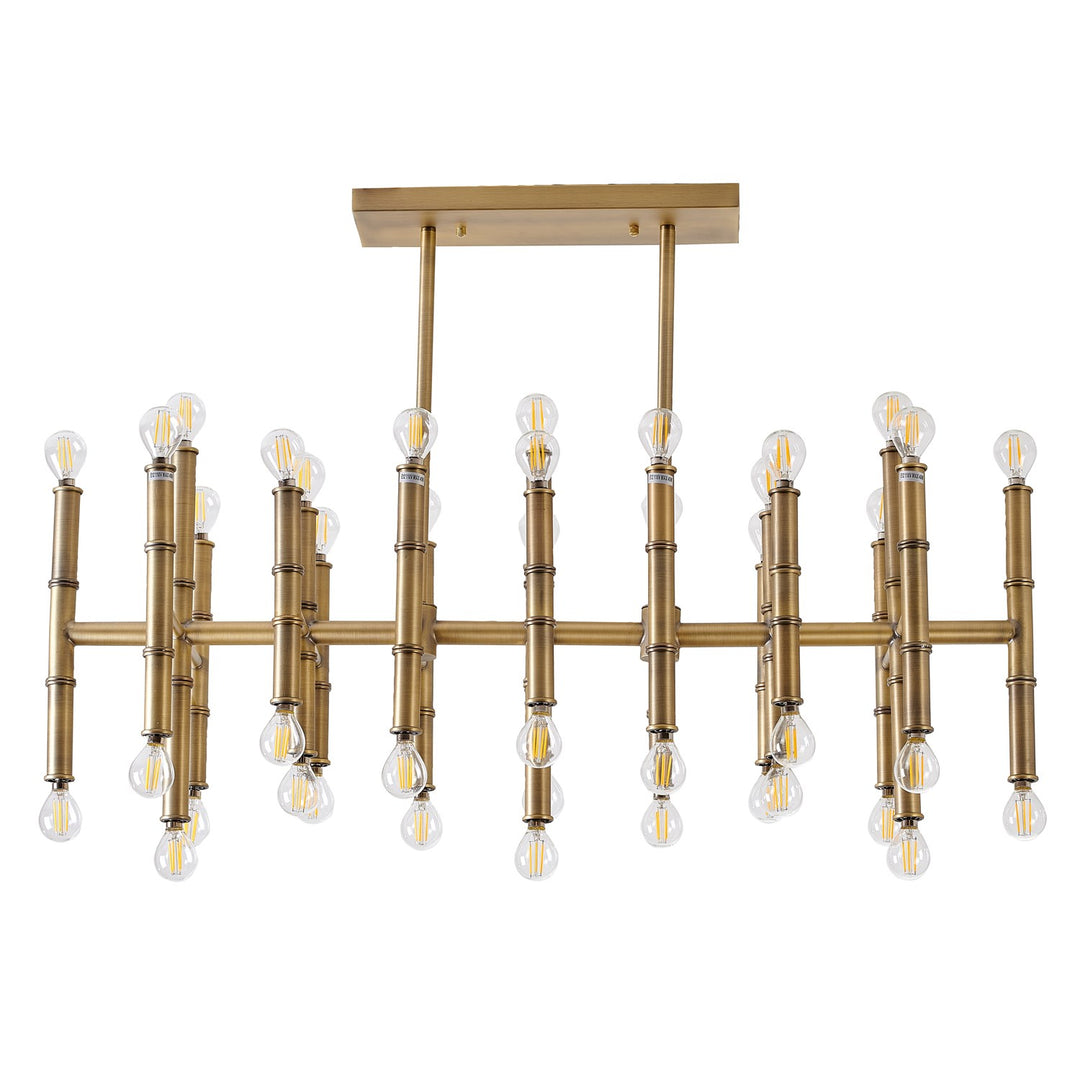 Bamboo Pipe  Antique Brass Metal Light Fixture