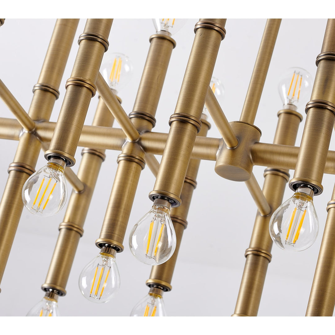 Bamboo Pipe  Antique Brass Metal Light Fixture
