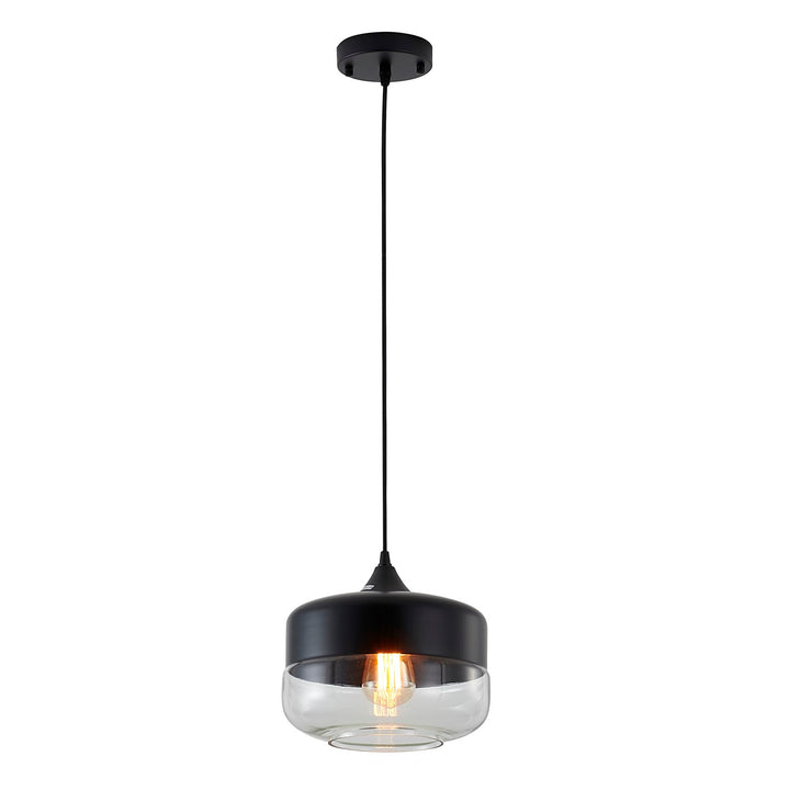 Clear Glass Black Frame Light Fixture by Bethel