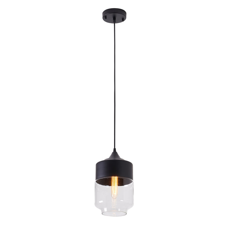 Clear Glass Black Frame Light Fixture by Bethel