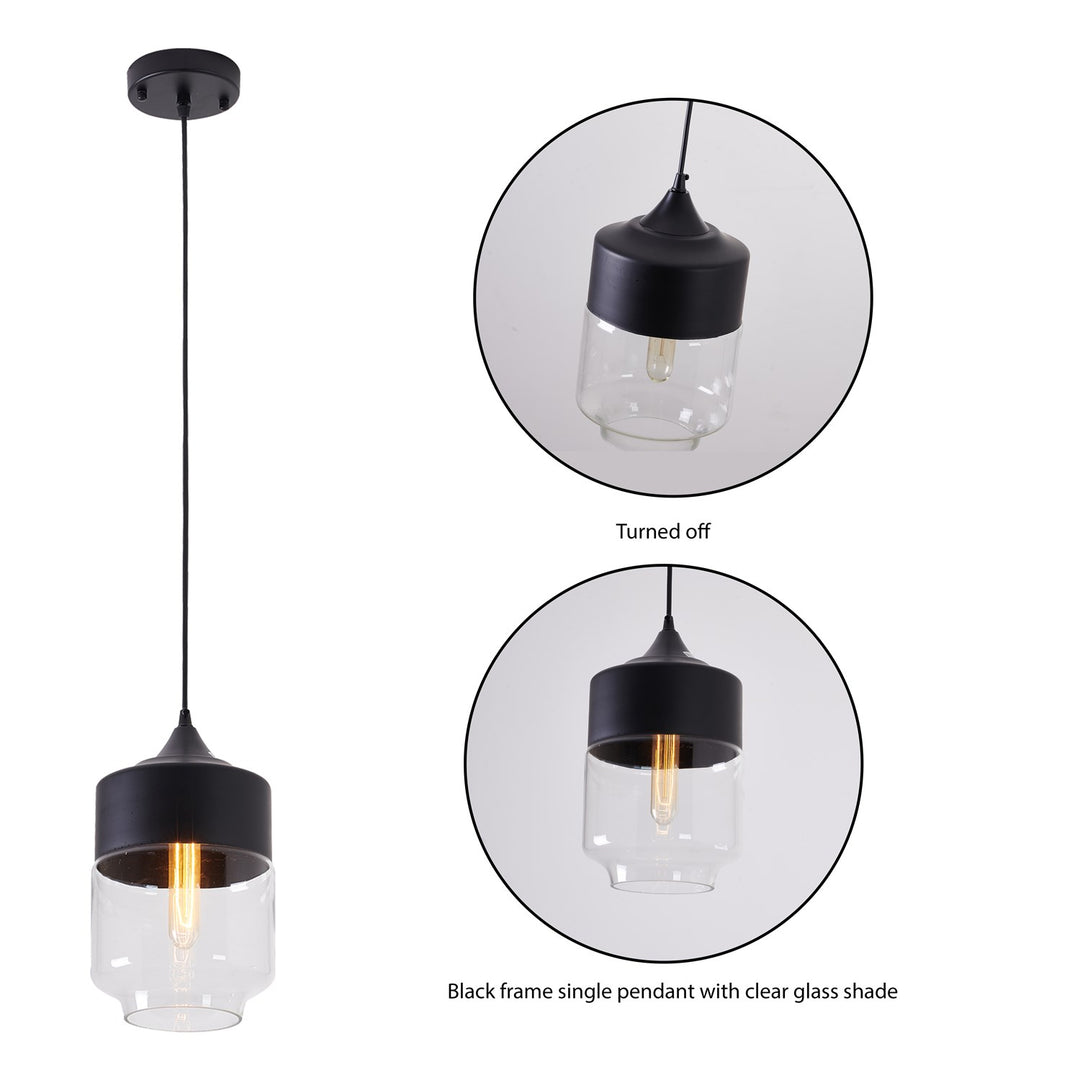 Clear Glass Black Frame Light Fixture